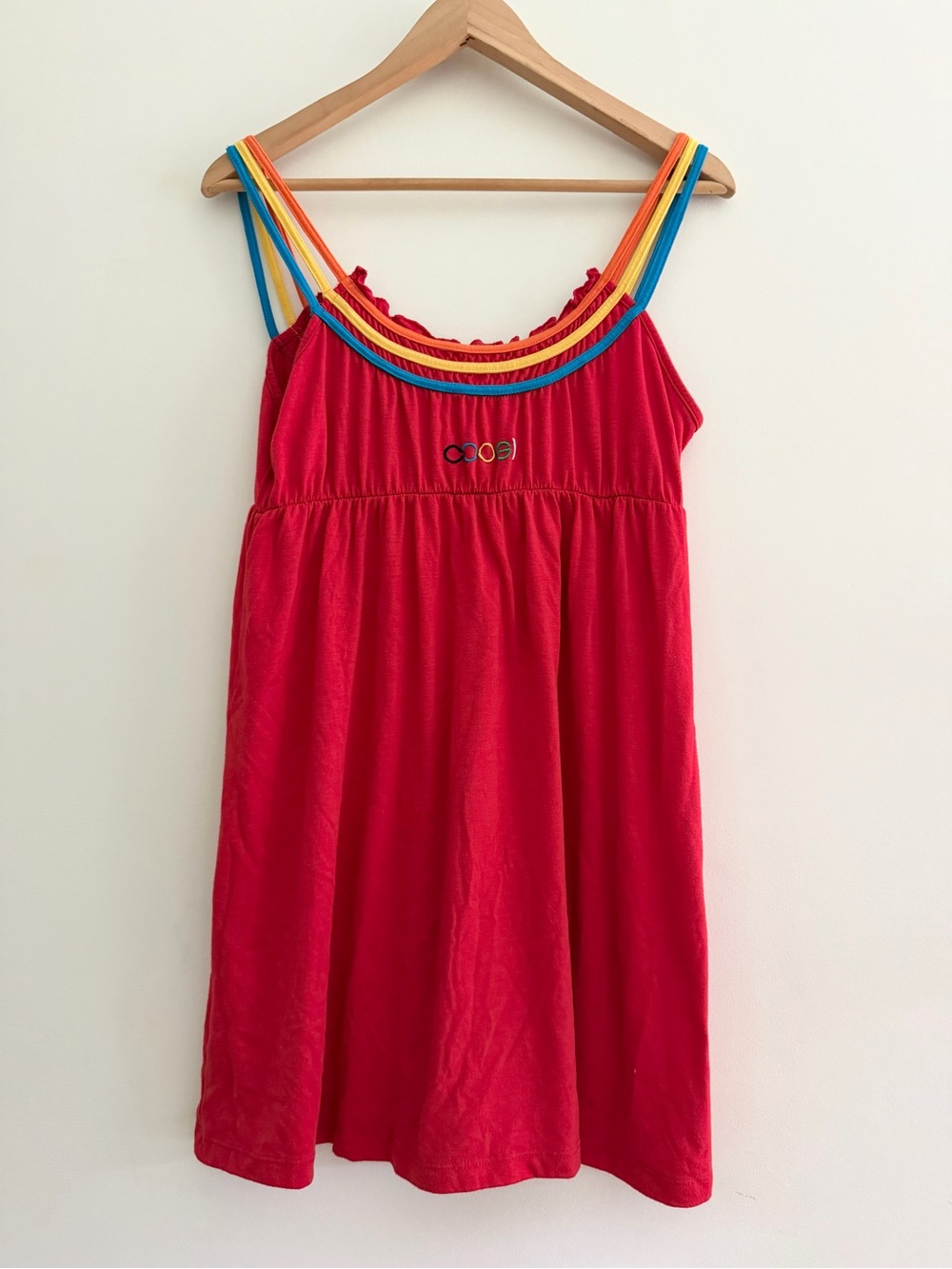 Coogi Women’s Red Rainbow Strap Sundress Babydoll Style Medium